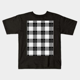 Light Gray and Black Flannel-Plaid Pattern Kids T-Shirt